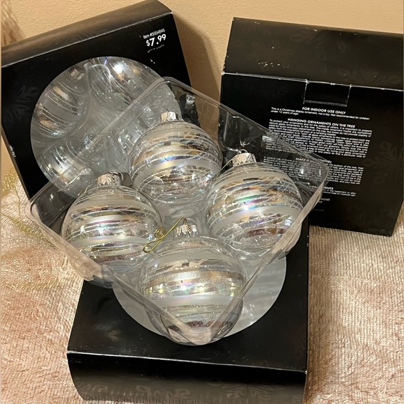 Hobby Lobby Other - ‼️SOLD‼️ Silver & Glass Christmas Bulbs~ Set (12) - Gorgeous!🎄